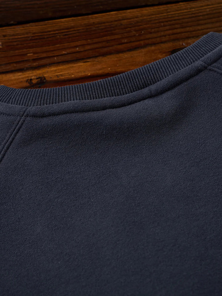 Brushed Fleece American Casual Heavyweight Navy Crewneck Sweatshirt