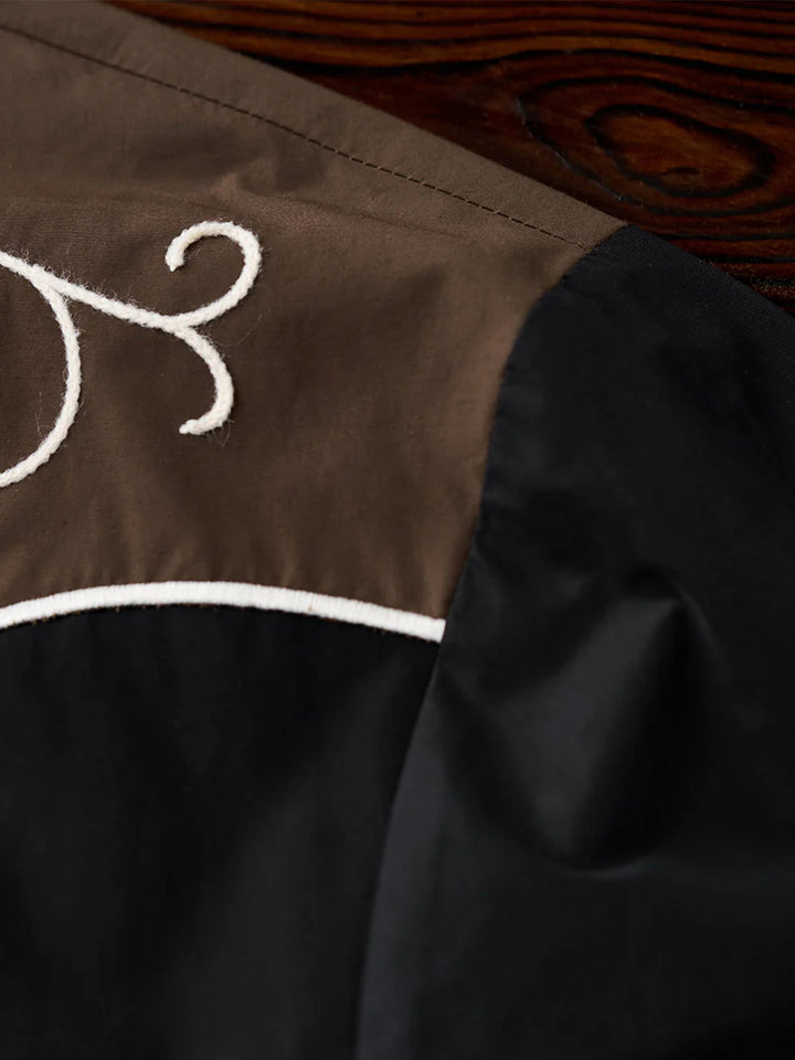 Western-Style Chain Embroidery Half-Zip Pullover Sweatshirt