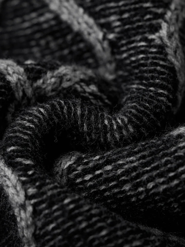 Crew Neck Sweater with Diamond Cable Knit Pattern