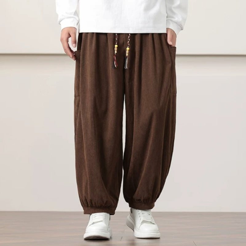 Corduroy Side Pocket Loose Wide-leg Casual Pants
