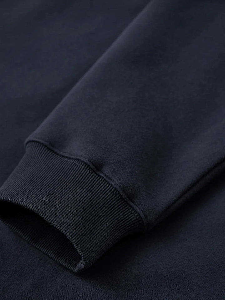 Brushed Fleece American Casual Heavyweight Navy Crewneck Sweatshirt