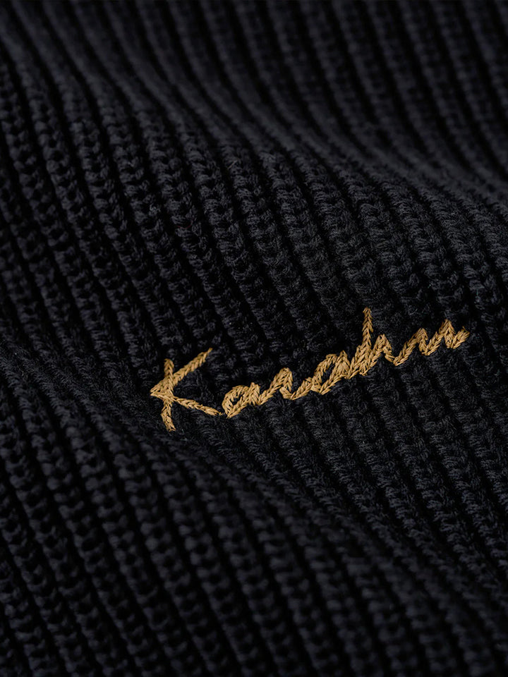 Rib-Knit Sweater with “Karaku” Logo Embroidery