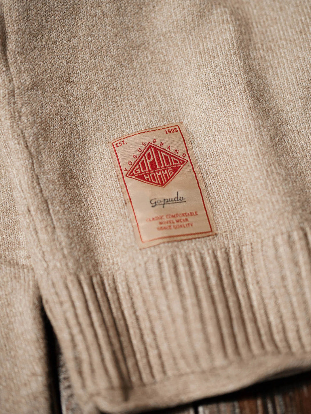Elbow Patch Turtleneck Fancy Knit Sweater