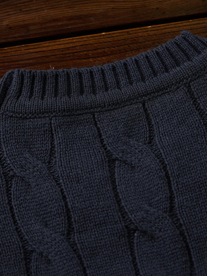 Wool-Blend Cable Knit Crewneck Sweater