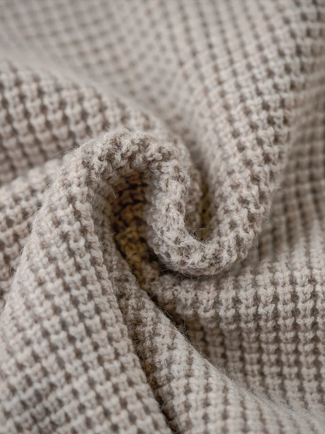 Heavyweight Mini-Waffle Henley Knit Sweater