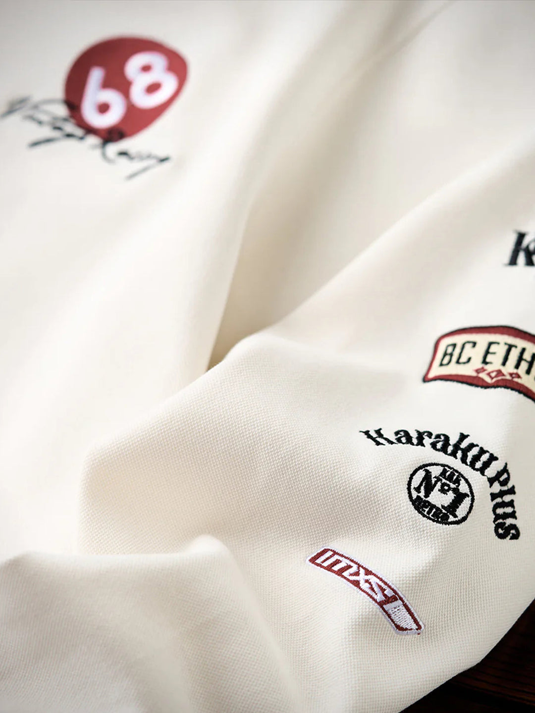 Racing-Inspired Embroidery &amp; Patch V-Gusset Cotton Sweatshirt