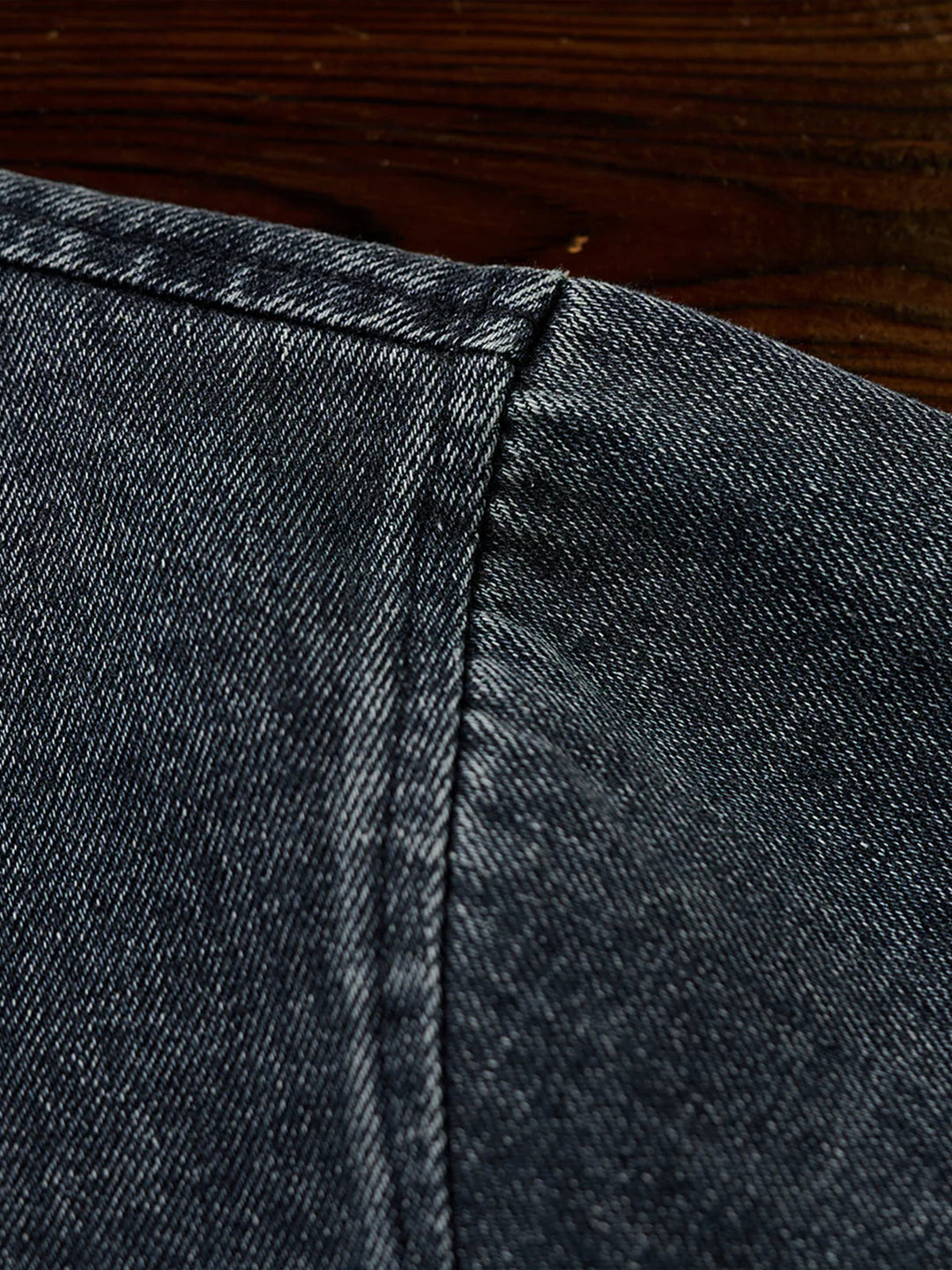 “Alley-oop” Sleeve Embroidery V-Gusset Stone-Washed Denim Sweatshirt