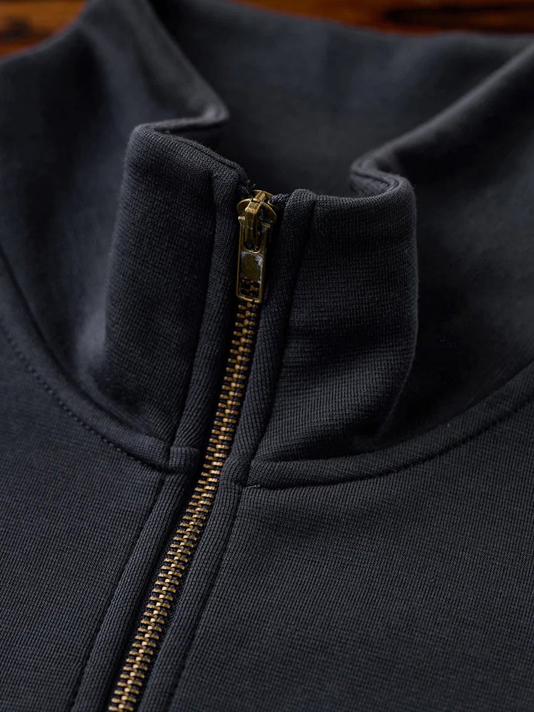 Air Layer Sweatshirt with Antique Bronze Half-Zip