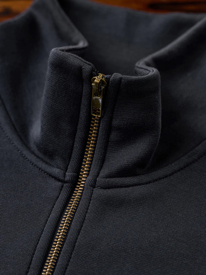 Air Layer Sweatshirt with Antique Bronze Half-Zip