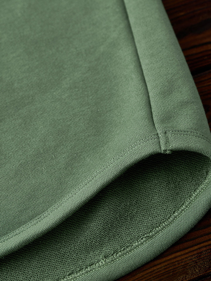 Heavyweight Crewneck Sweatshirt with Suede Elbow Patches and Loop-Back Lining