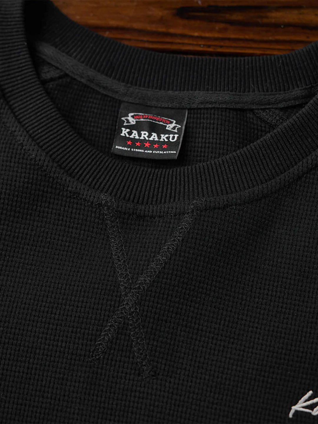 Jacquard Paisley Panel “KaraKu” Embroidered Mini Waffle Sweatshirt