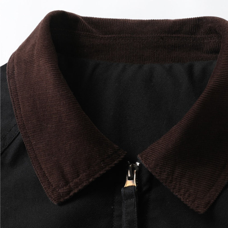 Retro Corduroy Collar Patchwork Loose Jacket