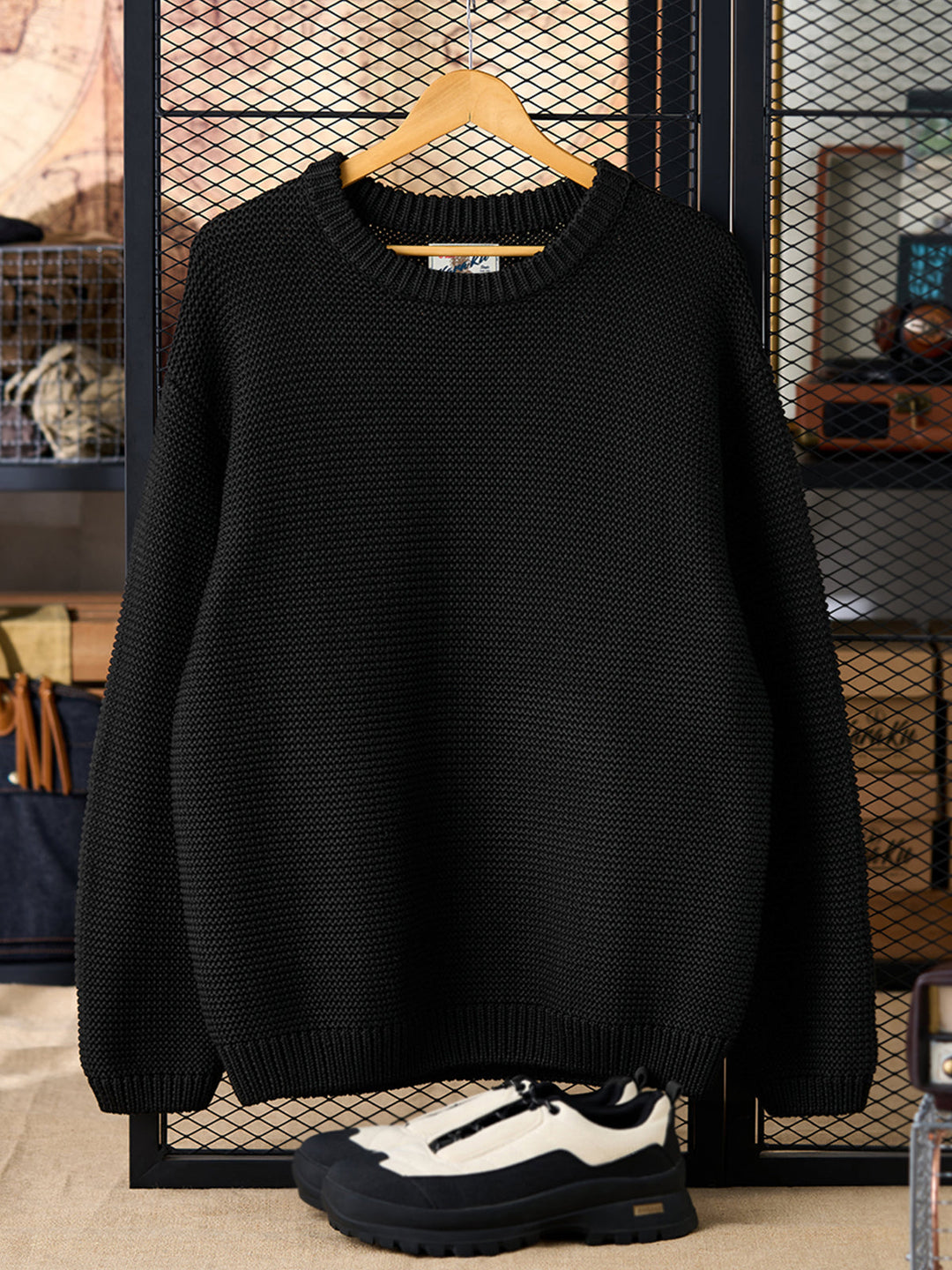 Heavyweight Pearl-Knit Crewneck Sweater