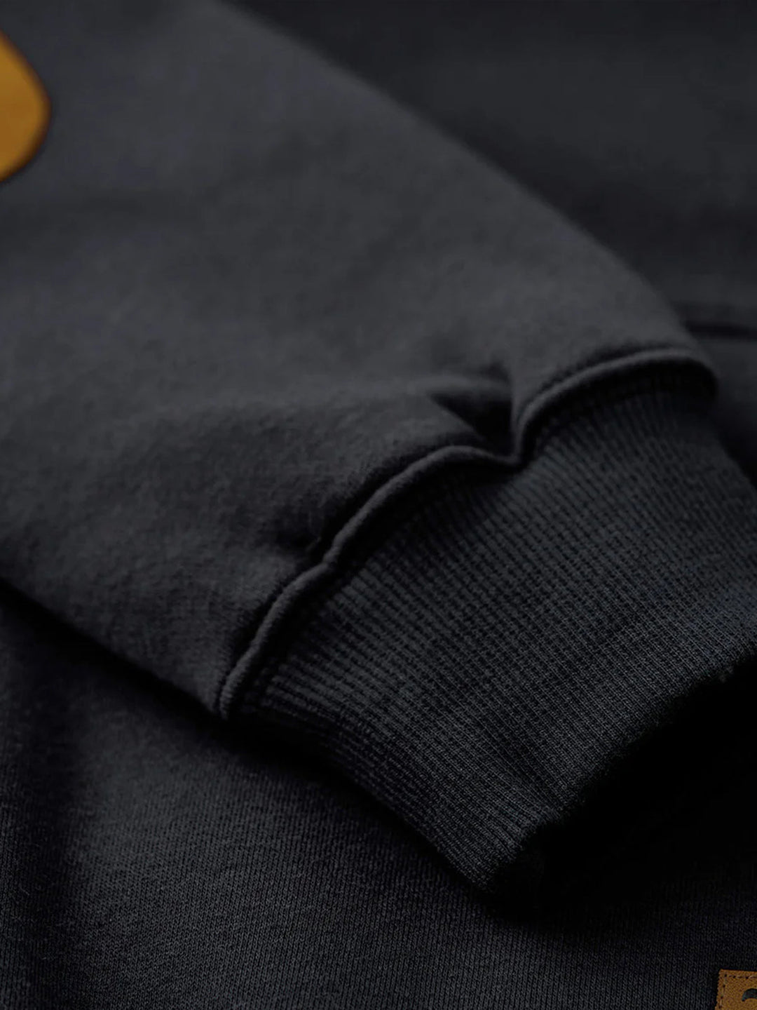 Pullover hoodie with brushed lining and contrast elbow patches