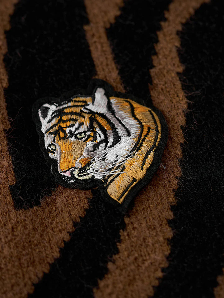 Karaku × Satoshi Kawamata ‘Tiger’ Embroidered Jacquard Knit Cardigan