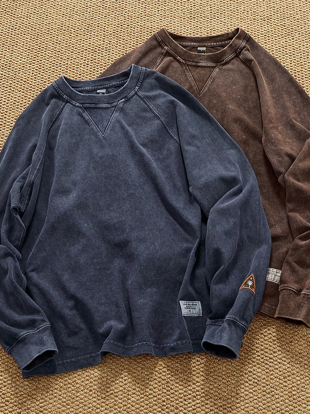 Heavyweight Washed Cotton Patch Crewneck Sweatshirt