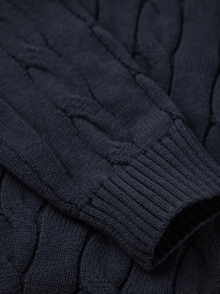 Wool-Blend Cable Knit Crewneck Sweater