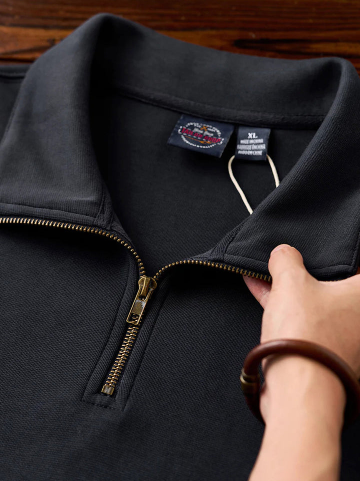 Air Layer Sweatshirt with Antique Bronze Half-Zip