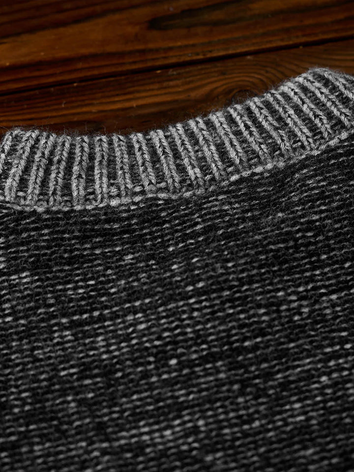 Crew Neck Sweater with Diamond Cable Knit Pattern