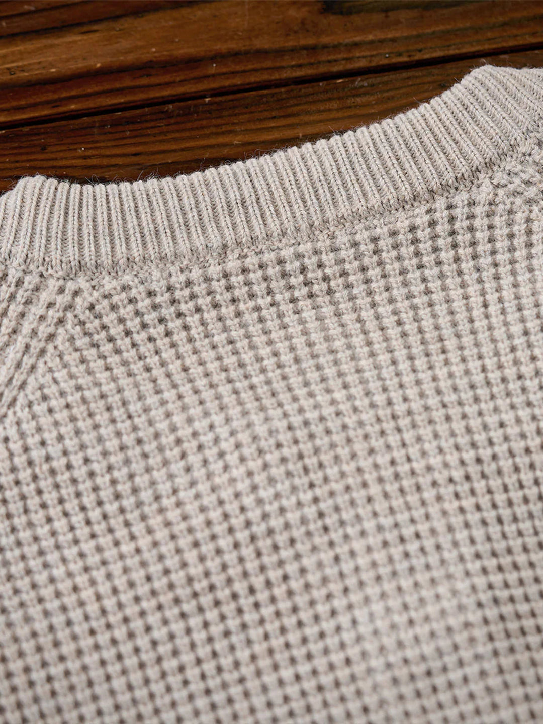 Heavyweight Mini-Waffle Henley Knit Sweater