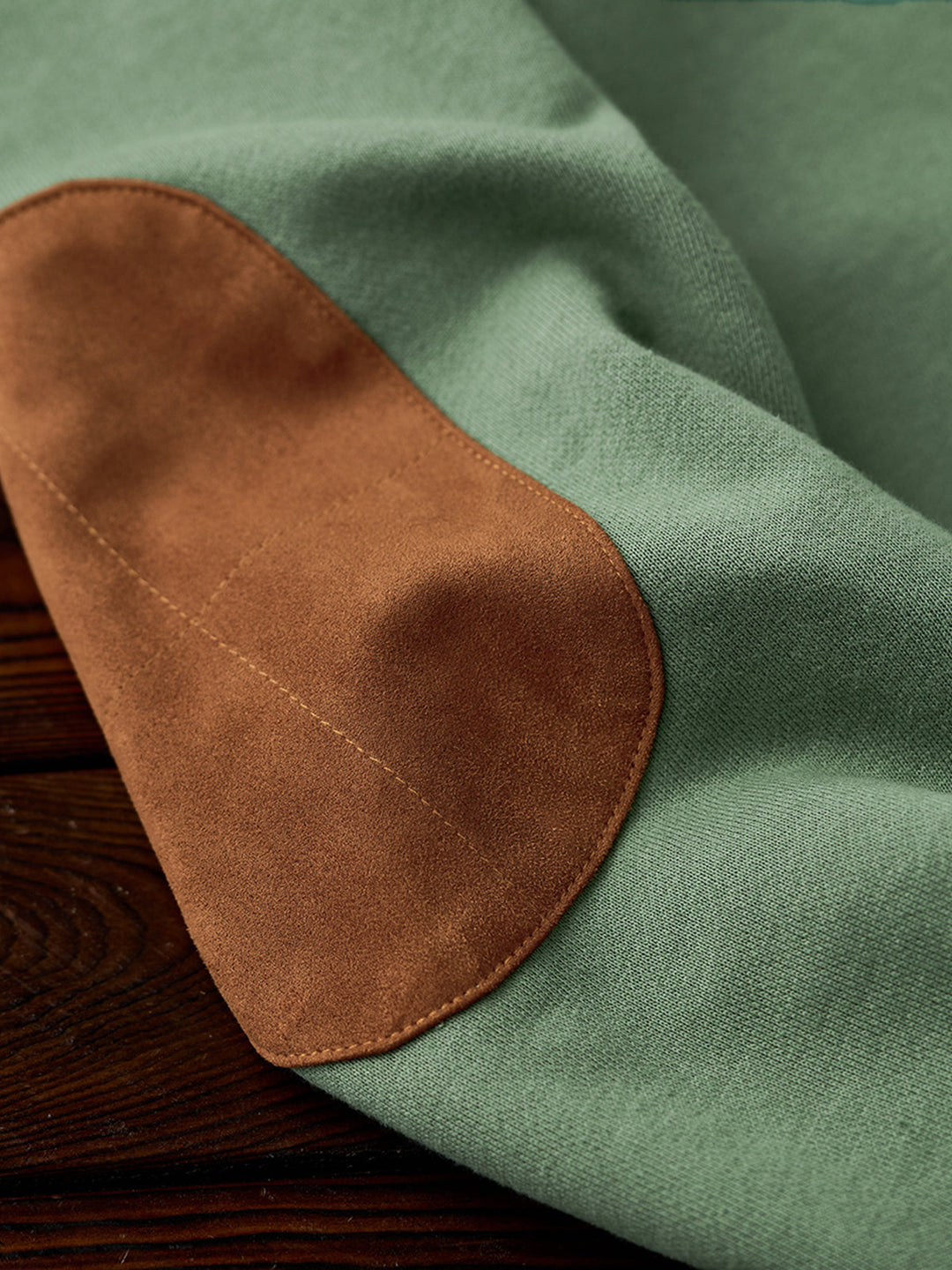 Heavyweight Crewneck Sweatshirt with Suede Elbow Patches and Loop-Back Lining