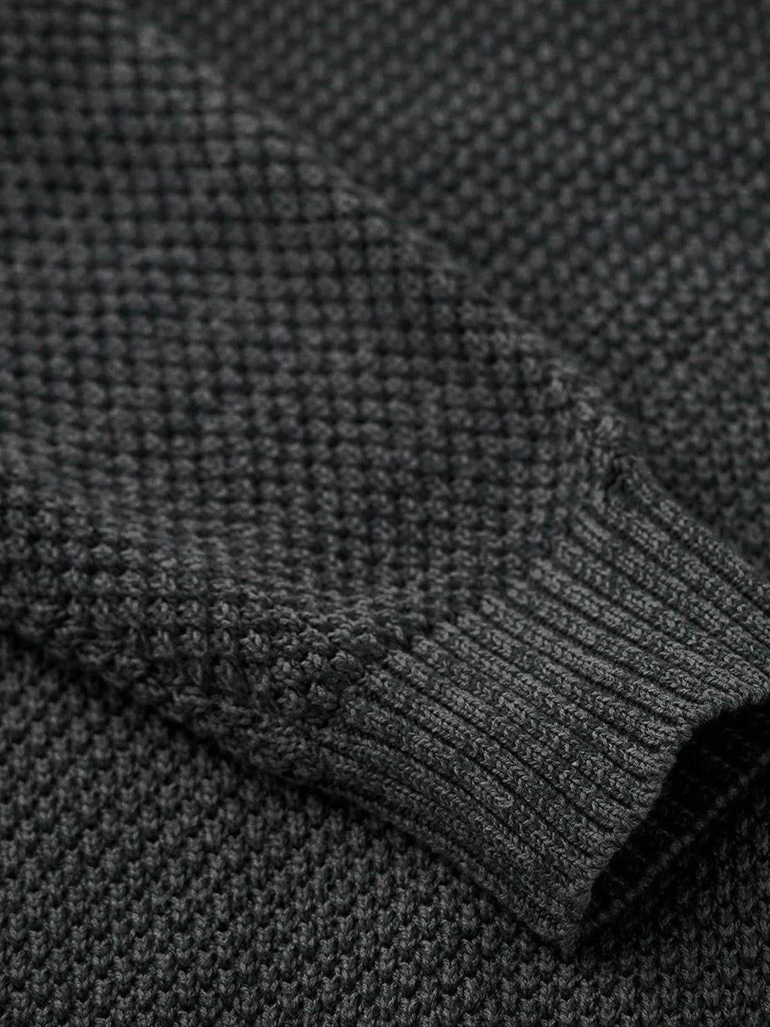 Heavyweight Pineapple Pile Henley Neck Knit Sweater
