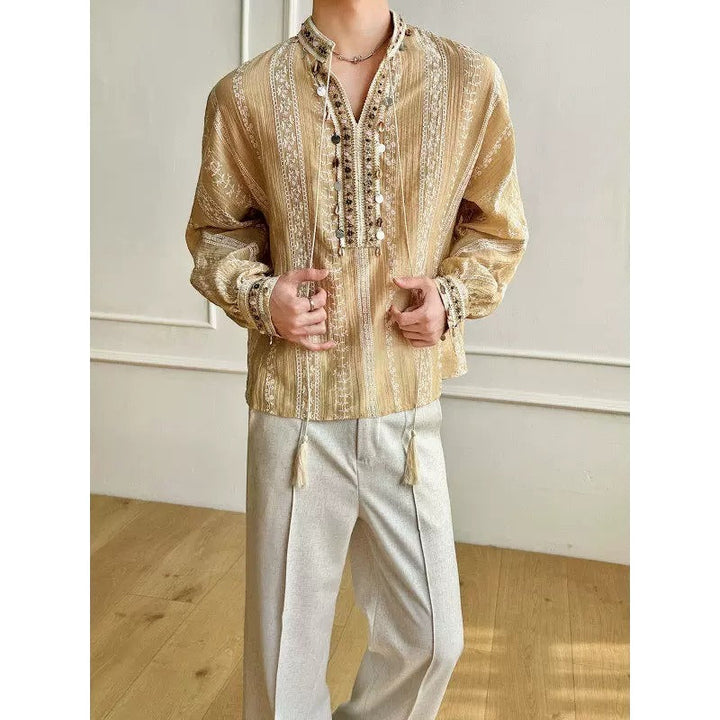 Vintage Boho Long-sleeve Printed Shirt