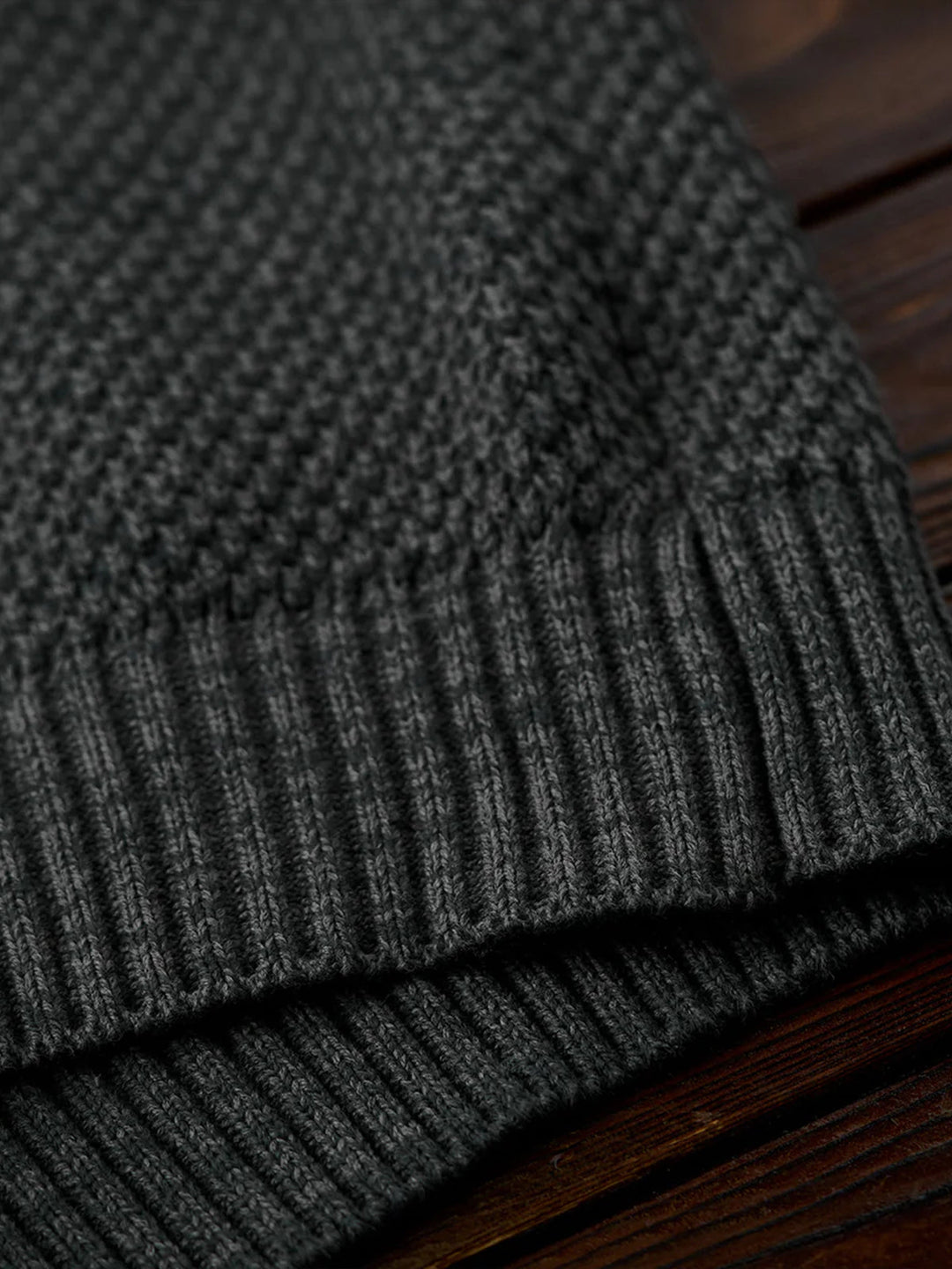 Heavyweight Pineapple Pile Henley Neck Knit Sweater