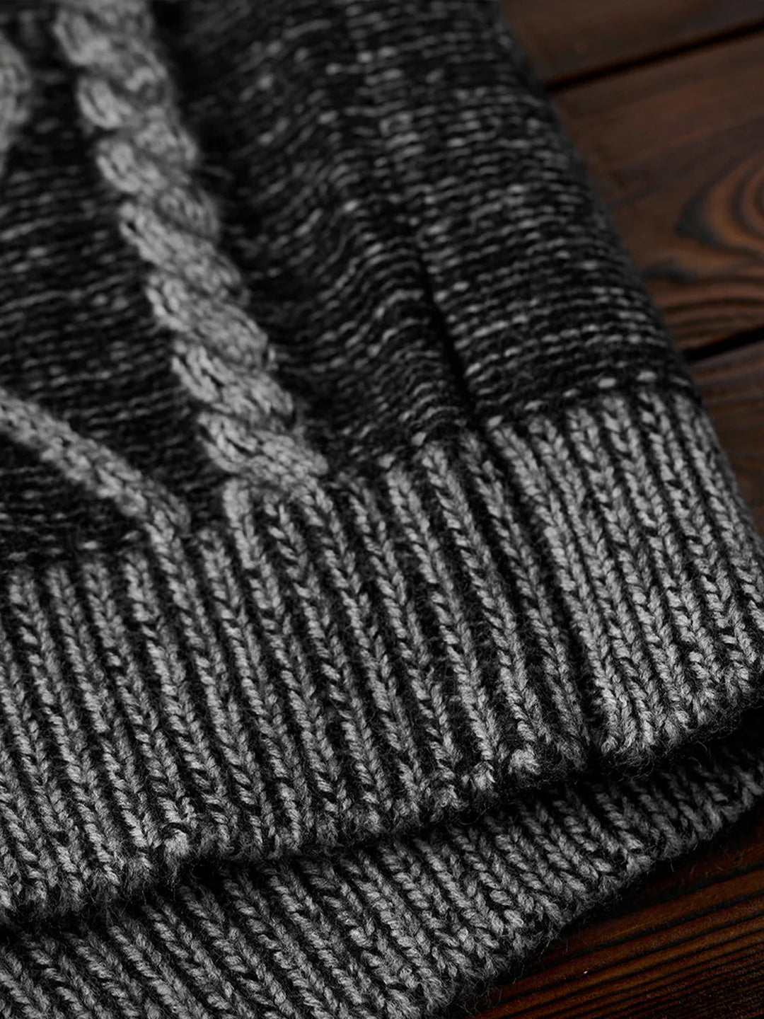 Crew Neck Sweater with Diamond Cable Knit Pattern