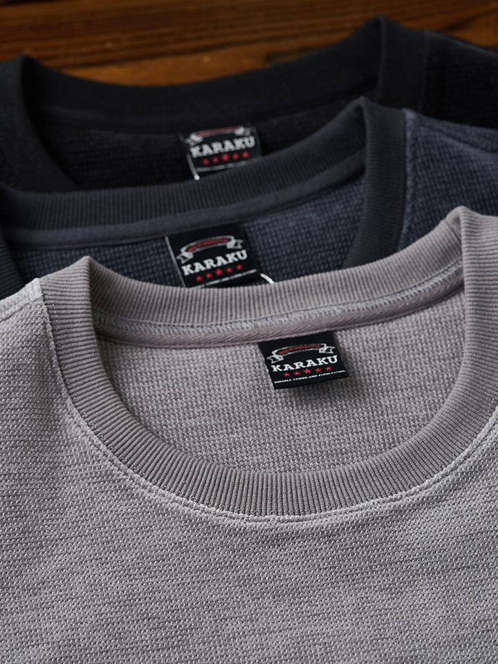 “STAY TRUE” Vintage Mini-Waffle Knit Sweatshirt
