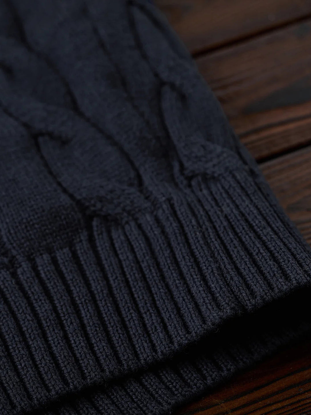 Wool-Blend Cable Knit Crewneck Sweater