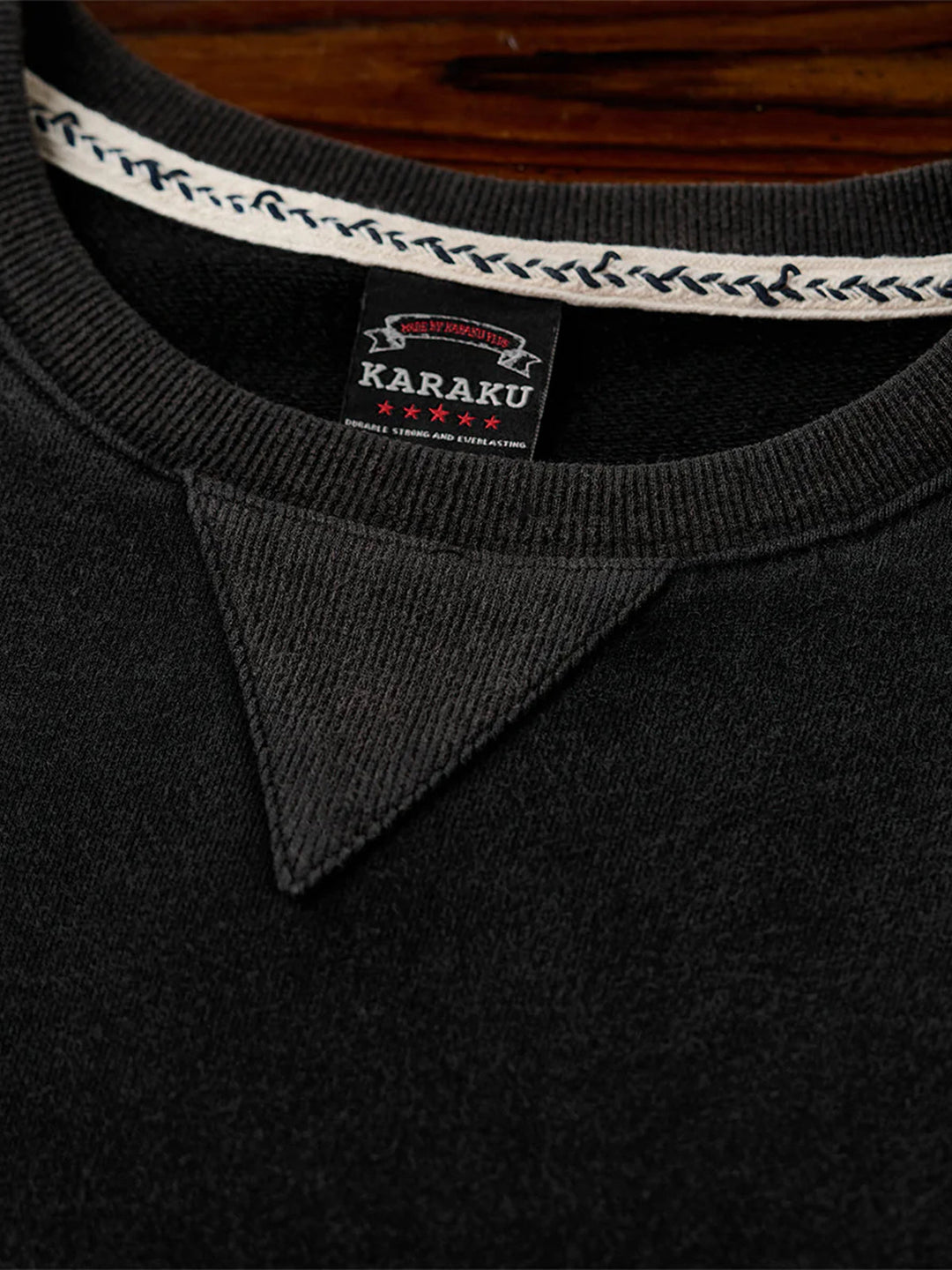 Washed Sweatshirt with Paisley Denim Sleeves &amp; V-Gusset Detail