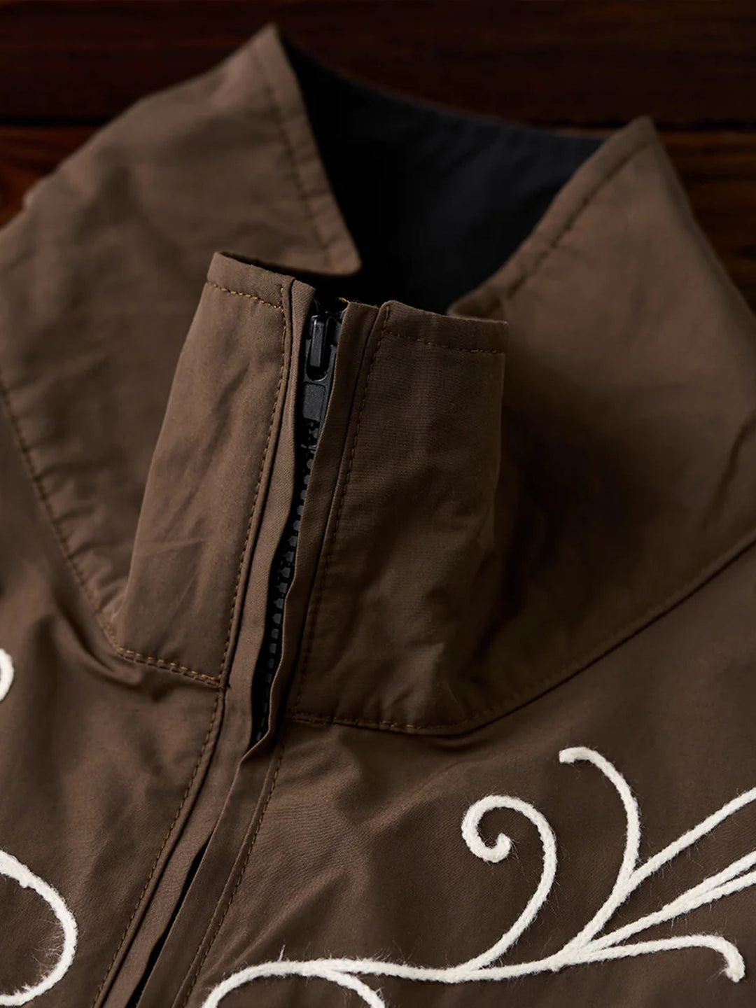 Western-Style Chain Embroidery Half-Zip Pullover Sweatshirt
