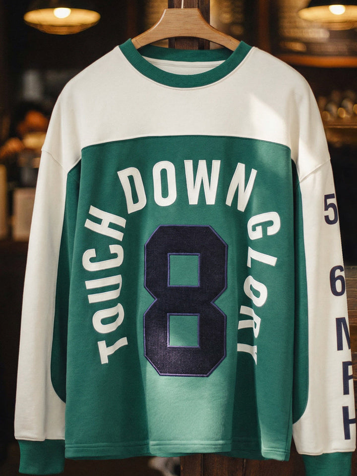 Number 8 Retro American Football-Style Colorblock Pullover Sweatshirt