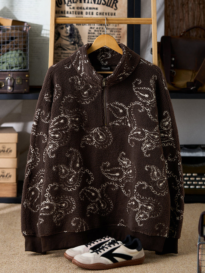 [Pre-order] Heritage Paisley Sherpa Half-Zip Pullover