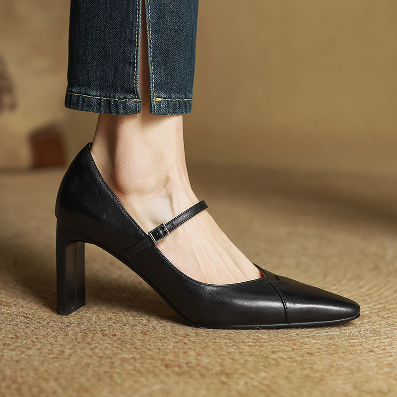 Emily Genuine Leather Heels