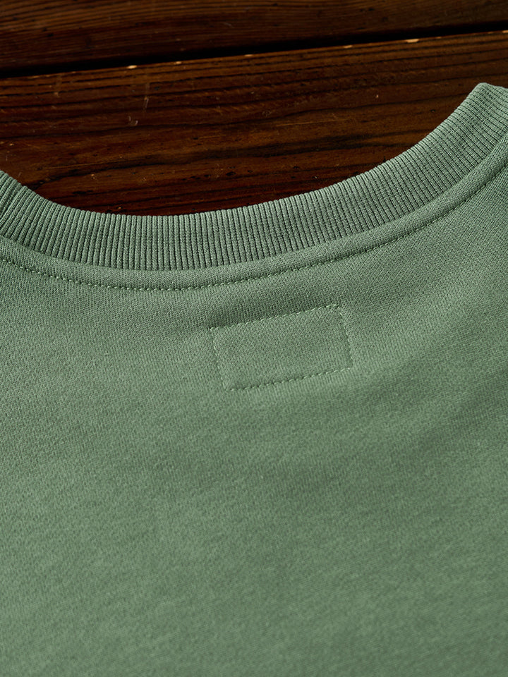 Heavyweight Crewneck Sweatshirt with Suede Elbow Patches and Loop-Back Lining