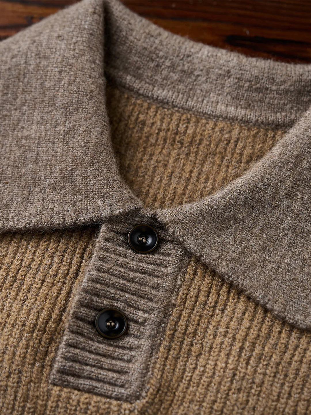 590g Heavyweight Polo-Collar Knit Sweater