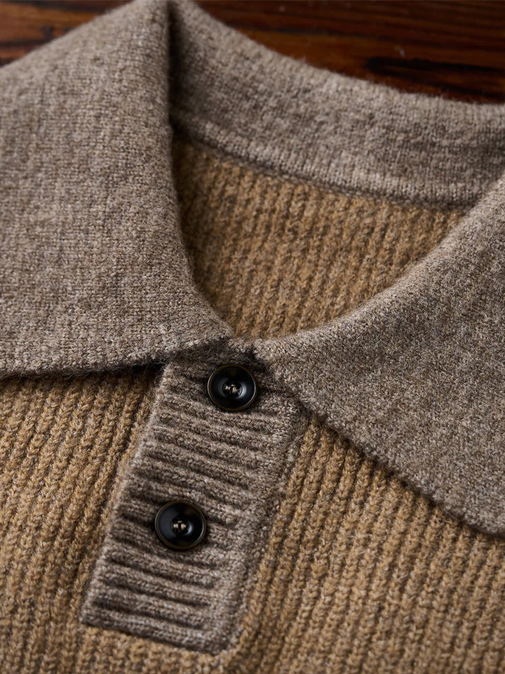 590g Heavyweight Polo-Collar Knit Sweater
