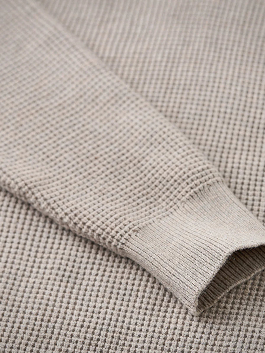 Heavyweight Mini-Waffle Henley Knit Sweater