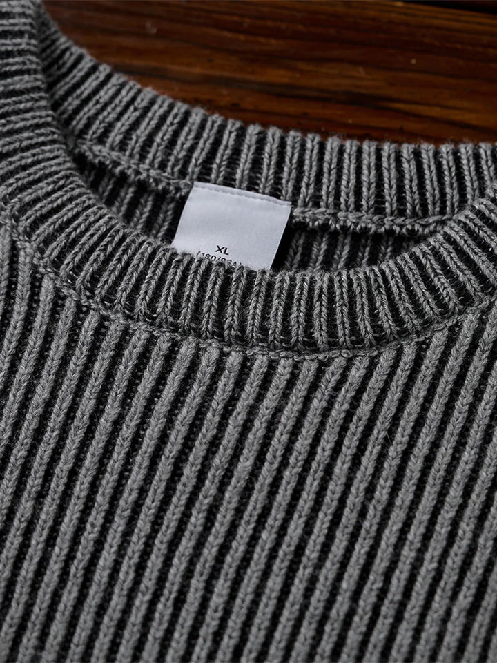 Wool-Blend Ribbed Knit Sweater