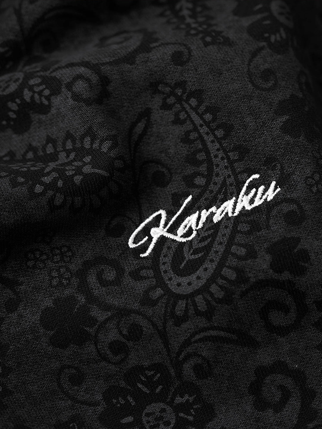 “KaraKu” Embroidered Logo Paisley-Print Cotton Hoodie