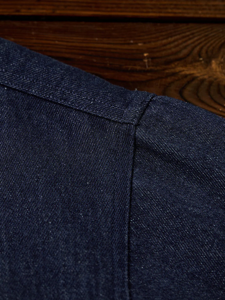 Washed Denim Hoodie with Half-Button and Side Slits