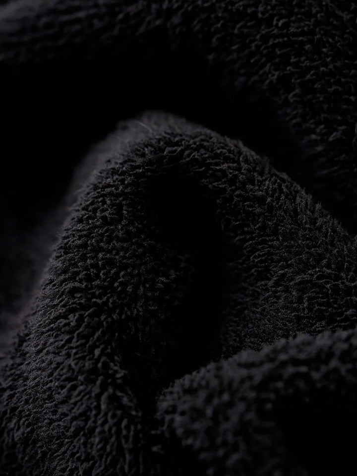 Henley Neck Fleece Sweatshirt with “KaraKu” Embroidery (Double-Sided Brushed)