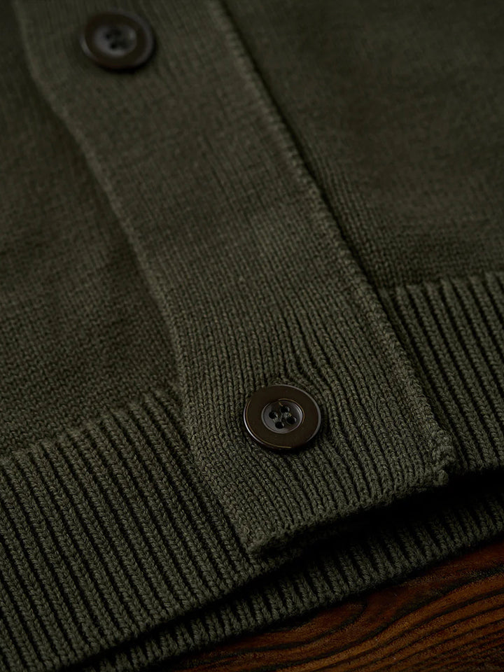 Button-Up Stand Collar Knit Cardigan