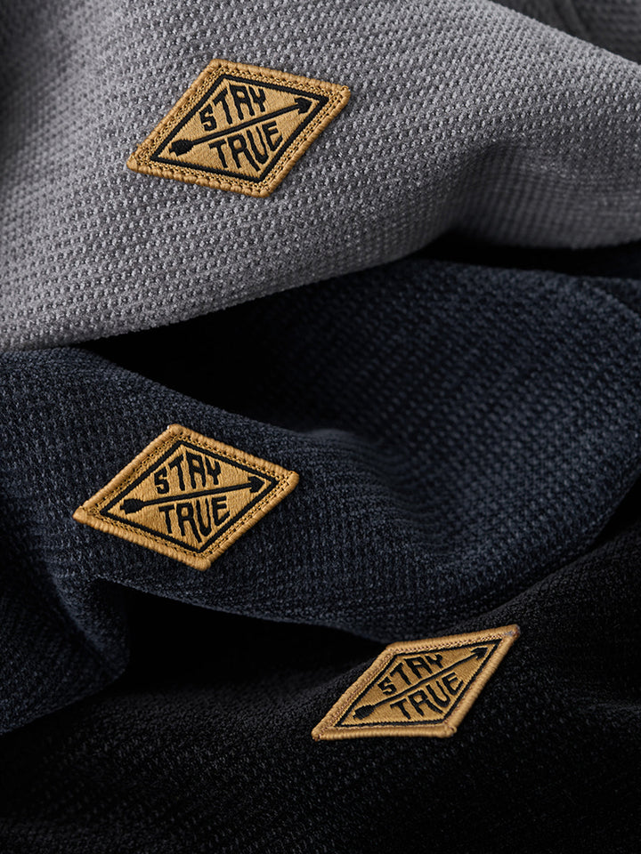 “STAY TRUE” Vintage Mini-Waffle Knit Sweatshirt
