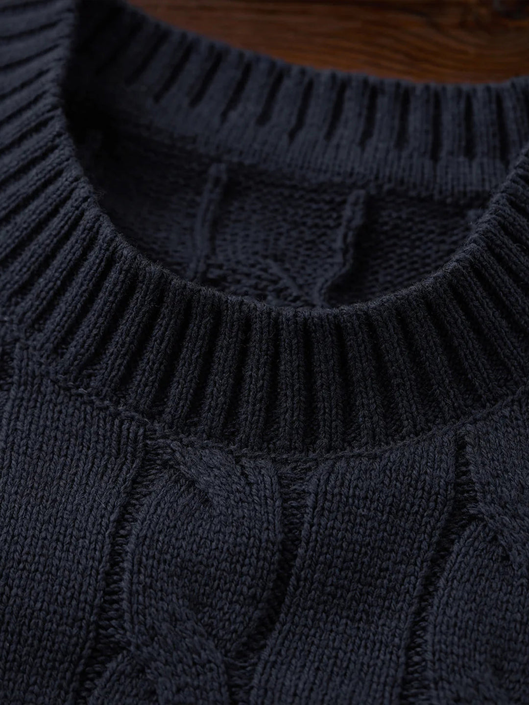 Wool-Blend Cable Knit Crewneck Sweater