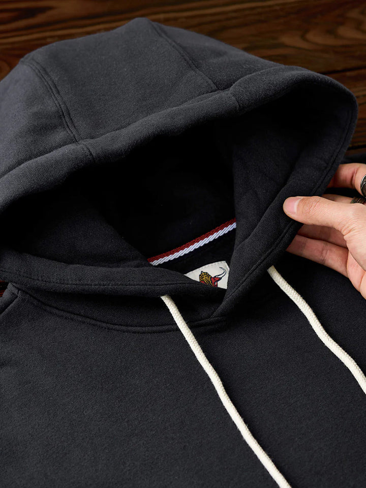 Pullover hoodie with brushed lining and contrast elbow patches