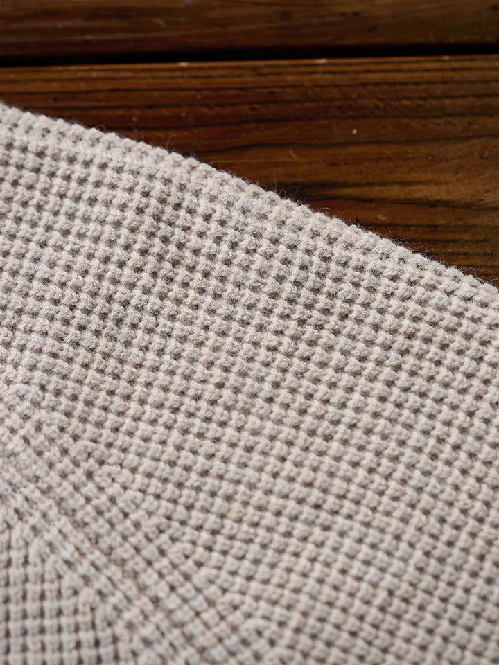 Heavyweight Mini-Waffle Henley Knit Sweater