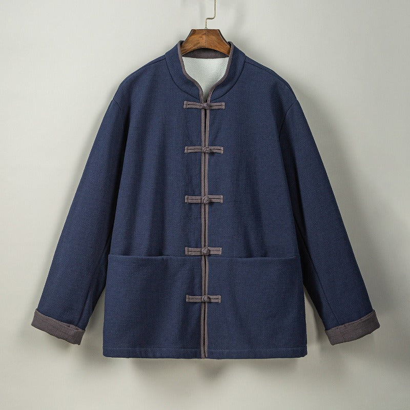 Fleece Lined Warm Padded Frog Button Hanfu Cardigan
